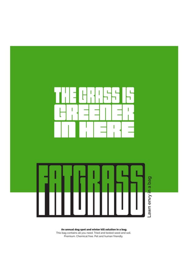 A green square with the words " fatgrass ".